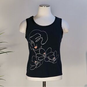 Vintage 90s Y2k Alfani black graphic face S